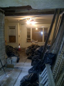 This is the result of two walls removed....and bagged.
